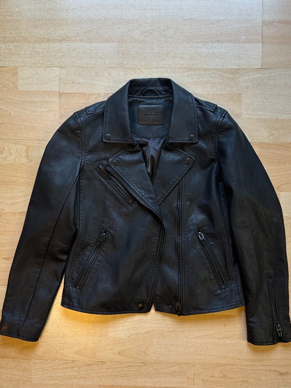 Blank NYC Faux Leather Moto Jacket Onyx - size S